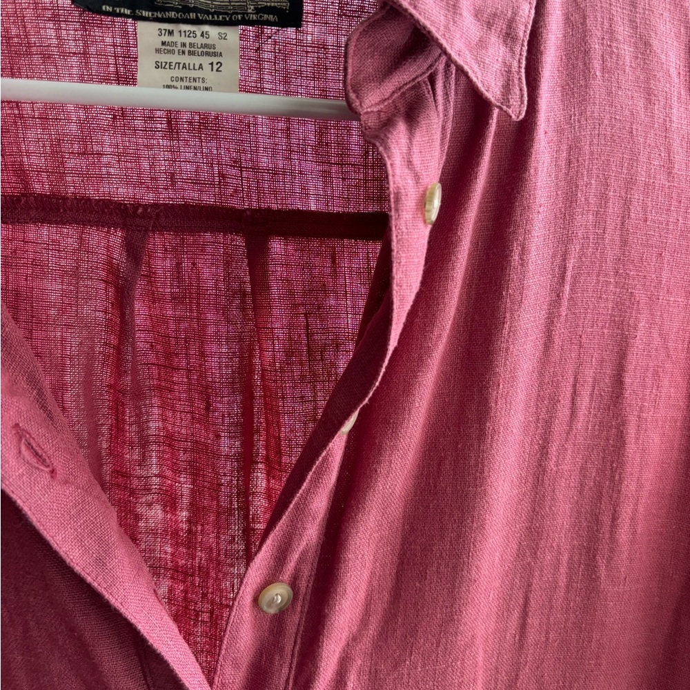 100% Linen Raspberry Dress with Pockets - Picture 3 of 5